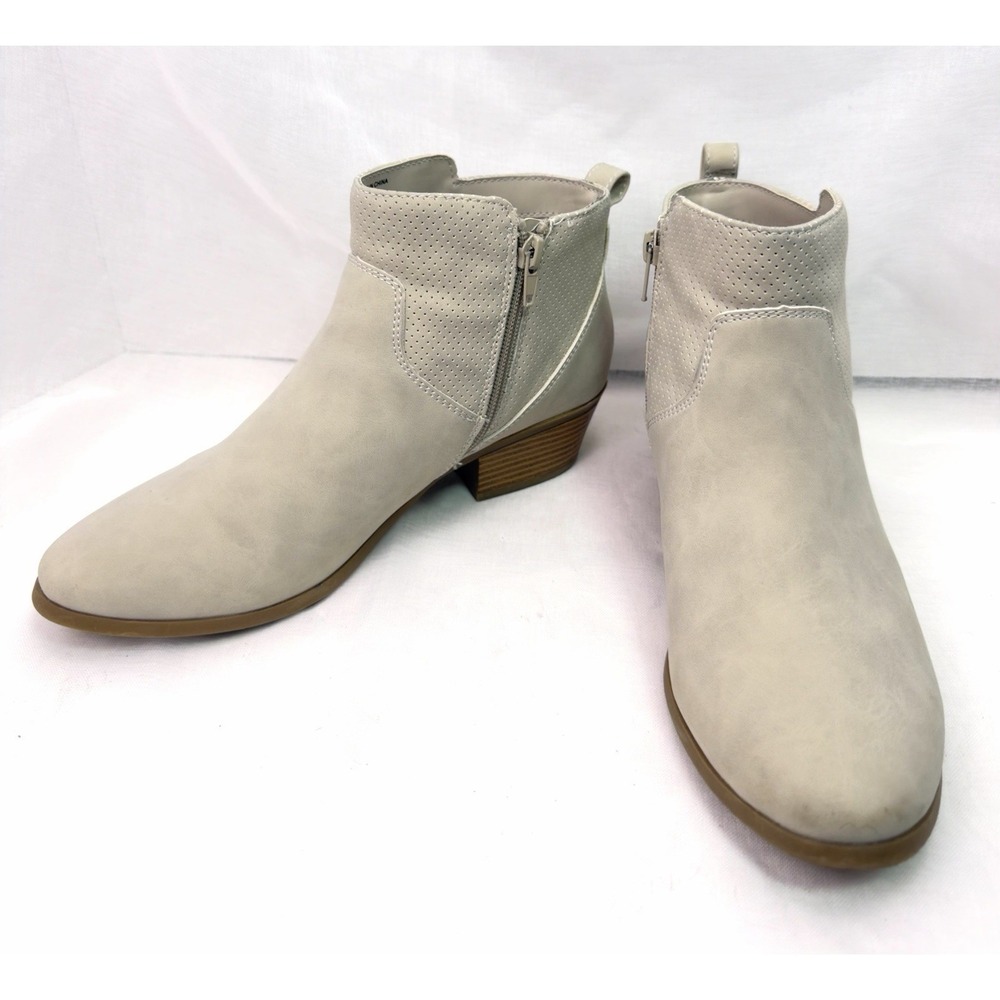 Arizona Jean Co Lambay Ankle Bootie Women Size 8 Beige Taupe Side Zip Western